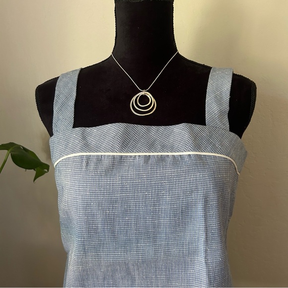 Vintage Blue Houndstooth 70s Square Neck Tank Top - Picture 7 of 15